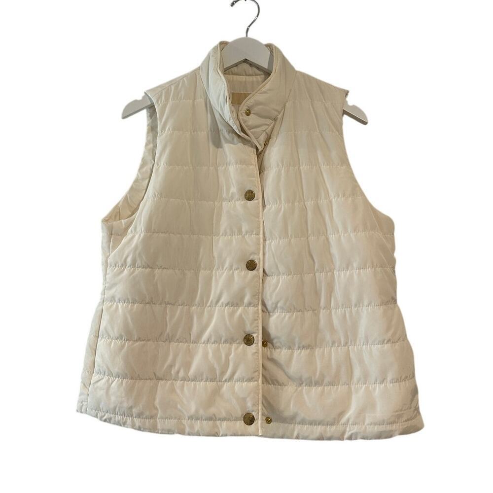 Off White Ivory Size Large MICHAEL Michael Kors Puffer Vest Layering Outerwear